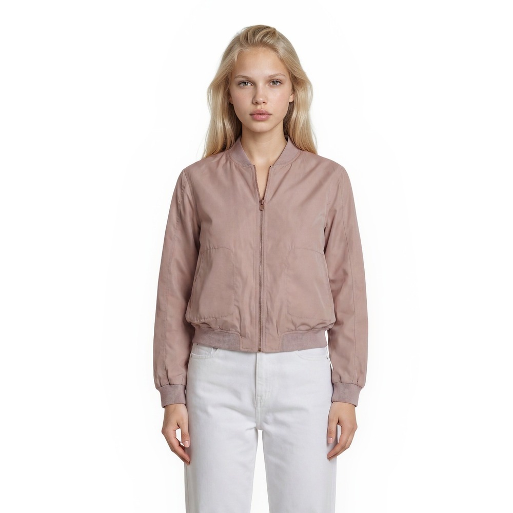 Hei Hei Anthropologie Bomber Jacket Women's Size Small Dusty Rose Pink Full Zip